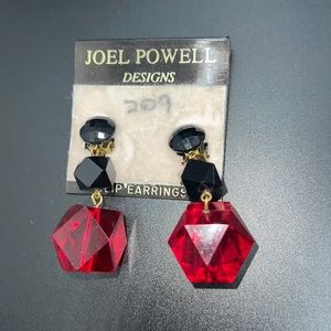 Vintage Joel Powell Black/RedTone Clip Earrings